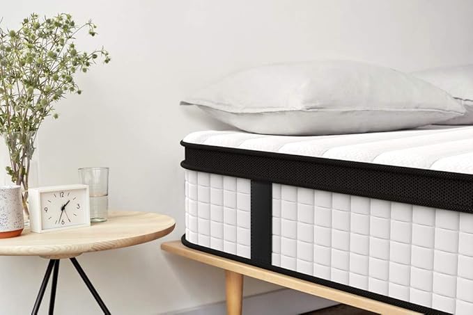 Inofia Twin XL Mattress, 12 Inch Hybrid Innerspring Single Mattress Cool Bed, Breathable Soft Knitted Fabric Cover, Twin XL Size