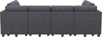 Belffin Oversized 12 Seat Modular Sectional Sleeper Sofa Convertible Sofa with Storage Seat Large Corduroy Modular Sectional Couch for Living Room Dark Grey