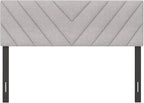 KOMFOTT Linen Fabric Upholstered Headboard for Full/Queen Size Bed, Rectangular Headboard with Solid Wood Legs & Adjustable Width, Padded Full/Queen Bed Headboard, Easy Assembly, Gray