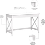 Bush Furniture Key West 48W Writing Desk in Pure White Oak