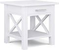SIMPLIHOME Kitchener SOLID WOOD 21 inch Wide Square Contemporary End Table in White for the Living Room and Bedroom