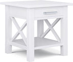 SIMPLIHOME Kitchener SOLID WOOD 21 inch Wide Square Contemporary End Table in White for the Living Room and Bedroom