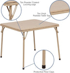 Flash Furniture Mindy Kids 3-Piece Folding Square Table and Chairs Set for Daycare and Classrooms, Children's Activity Table and Chairs Set, Tan