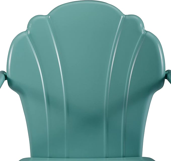 Crosley Furniture Tulip 2-Piece Outdoor Chair Set, Retro Metal Patio Chairs for Dining, Porch, Deck, Balcony, Pastel Blue Satin