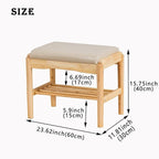 latifolia Small Shoe Bench, Solid Wood Bench with Cushion, 2 Tier Shoe Storage Organizer for Entryway(Nature,17.71''L)