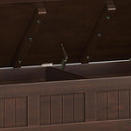 SIMPLIHOME Acadian Entryway Storage Bench - 48 inch Wide Solid Wood Hallway Seat with Shelf in Brunette Brown, Transitional Bench for Entryway or Living Room with Open Storage and Slatted Bottom