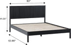 Walker Edison Queen Modern Reeded Headboard Solid Wood Bed, Queen Size, Black