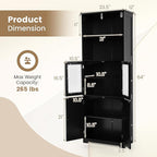 LOKO Tall Bathroom Cabinet, Modern Storage Organizer with Doors & Open Shelves, Wooden Floor Cabinet with Adjustable Shelves for Bathroom, Living Room or Kitchen (Black)