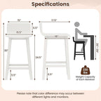 COSTWAY Solid Wood Bar Stools Set of 2, 24.5-inch Counter Height Chairs with Low Back and Footrest, Farmhouse Wooden Armless barstools for Kitchen Island, Dining Room, Cafe, Breakfast, White