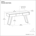 SIMPLIHOME Lowry Console Table - 60 Inch Wide Solid Acacia Wood Sofa Table in Distressed Charcoal Brown, Modern Industrial Storage Table for Living Room with 3 Drawers and Angled Metal Legs