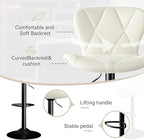 Bar Stools Set of 2,Adjustable Swivel Barstools,Counter Height Barstools with Backs Faux Leather Kitchen Island Bar Chair, White
