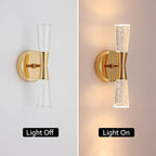 JoollySun Crystal Sconces Wall Lighting with Dimmable 3-Color (3000K-6000K) LED for Bathroom Hallway Bedroom