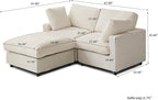 WJShome Cloud Couch Modular Sectional Sofa,67" L Shaped Couch, Convertible Wide Seater, 2 Seater+Ottoman for Living Room Set,Covers Washable&Replaceable,Beige