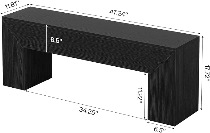 Tribesigns 47'' Wooden Entryway Bench, Farmhouse Entry Bench Seat, Indoor End of Bed Bench with Storage Capability for Living Room, Bedroom, Hallway, Easy Assembly, Black