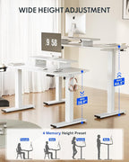 FLEXISPOT Standing Desk with Monitor Stand, 55 x 24 Inches One-Piece Electric Height Adjustable Computer Desk with Cup Holder, Home Office Desks (White Frame+ White Top)