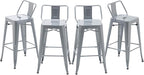 HAOBO Home 26" Low Back Metal Counter Stool Height Bar Stools [Set of 4] Barstools, Silver