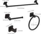 5 Pieces Black Bathroom Hardware Set,Wall Mounted 23.6 inch Towel Bar Set Matte Black,Towel Rack Set,Toilet Paper Holder,Matte Black Bathroom Accessories Set