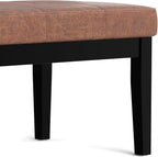 SIMPLIHOME Lacey 26 inch Wide Contemporary Rectangle Small Tufted Ottoman Bench in Distressed Saddle Brown Vegan Faux Leather, Assembled, for The Living Room and Bedroom