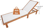 COSTWAY 2PC Patio Lounge Chair Chaise Solid Wood Back Adjustable Recliner Deck Furniture