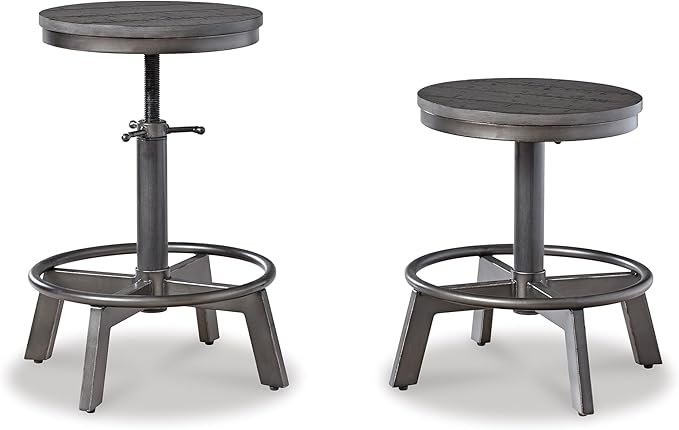 Signature Design by Ashley Torjin Industrial Counter Height Stool, 2 Count, Gray