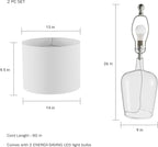 Lavish Home Glass Cloche Table Lamps – Set of 2 Modern Farmhouse Accent Lights with LED Bulbs – Home Décor for Bedroom, Living Room, or Office