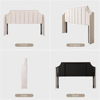 Lucky Monet Luxurious Headboard Only Queen Size with Wingback, Velvet Upholstered Tufted Headboard with Nailhead Decor for Bed, Adjustable Height Curved Head Board Vertical Channel Design (Beige)