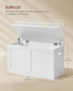 VASAGLE Storage Chest, Storage Trunk with 2 Safety Hinges, Storage Bench, Shoe Bench, Farmhouse Style, 15.7 x 31.5 x 18.3 Inches, for Entryway, Bedroom, Living Room, Cloud White ULSB064W01