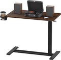 FLEXISPOT Adjustable C Table with Wheels, Mobile Snack Side End Table Sofa Couch Bedside Table Laptop Rolling Cart TV Tray Night Stand for Small Space Side Table(27.6" W x 15.7" D,Rustic Brown)