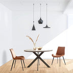 47" Round Dining Table Set, Mid Century Modern Round Dining Table for 4-6 Person, Steel Legs, Leisure Coffee Table for Kitchen Dining Room, Save Space