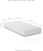 Signature Design by Ashley Twin Size Chime 10 Inch Medium Firm Memory Foam Mattress with Green Tea & Charcoal Gel for Pressure Relief, Fiberglass Free, Mattress In A Box