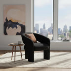 LukeAlon Mid Century Modern Sherpa Accent Chairs Set of 2 – Round Barrel Back Armchairs, Comfy Upholstered Lounge Chairs for Living Room, Bedroom, Office, Waiting Rooms, Black