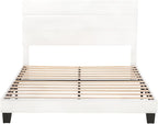 SHA CERLIN Full Platform Bed Frame with Velvet Upholstered Headboard, Mattress Foundation with Strong Wooden Slats Support, No Box Spring Needed, White