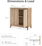 mopio Brooklyn Storage Cabinet, Modern Farmhouse Entryway Accent Case, Buffet Sideboard, Console Table, Credenza, Wood Modular Organizer with Doors & Shelf, Fluted Panel Cupboard (Oak, Set of 2)