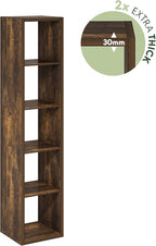 Furinno Cubicle Book Shelf, 5-Cube Vertical Thick Frame Bookshelf, Horizontally & Vertically Reversible Bookcase with Open Back, 14.6 x 15.9 x 72, for Living Room, Bedroom, Home Office, Amber Pine