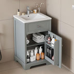 20" Bathroom Vanity with Sink, Wooden Bathroom Storage Cabinet with Soft Closing Door and Adjustable Shelve,Narrow Small Bathroom Cabinet for Small Space (20"× 18"×34"),Gray