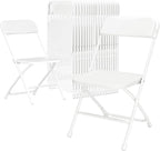 Folding Chairs 20 Pack,White Plastic Folding Chair for Indoor Outdoor,Portable Stackable Commercial Seat with Steel Frame 350lb.Capacity for Party Events Wedding Dining Picnic Office