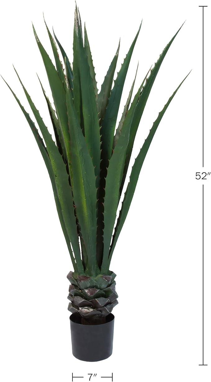 Pure Garden Set of 2 Giant Agave Faux Plants - 52-Inch Fake Succulents with Pots - Artificial Trees Blend Southwestern Style with Modern Home Decor