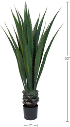 Pure Garden Set of 2 Giant Agave Faux Plants - 52-Inch Fake Succulents with Pots - Artificial Trees Blend Southwestern Style with Modern Home Decor