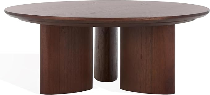 SAFAVIEH Couture Collection Barnard Walnut Round Solid Wood Coffee Table