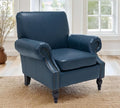 Accent Chair,22.4" Seat Depth Armchair with Roll Arms,36.6W*34.3D*34.6H Living Room Chair,Wood Legs,Set of 1,Faux Leather in Navy