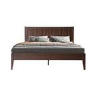 Queen Size Bed Frame with Headboard & Footboard, Solid Wood Platform Bed, Central Metal Legs, 12 Sturdy Slats, Under Bed Storage, Easy Assembly, Noise-Free & Anti-Slip, Dark Roast Oak Finish, OLQ-32