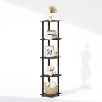 Furinno Turn-N-Tube Corner Shelf, 5-Tier Corner Bookshelf, Open Storage Shelves, for Organization and Storage, Living Room, Home Office, Garage, Bedroom, Dark Cherry