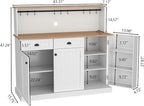 Sideboard Buffet Cabinet with 2 Drawers, Farmhouse Kitchen Pantry with Adjustable Shelves, Coffee Bar Cupboard Cabinet with 3 Doors for Kitchen, Dining Room (White)