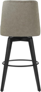 Watson & Whitely Bar Stools, 360° Swivel Upholstered Bar Stool with Back, 30" H Bar Height Barstools, Set of 2, Faux Leather in Stone Grey