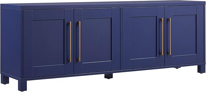 Henn&Hart Rectangular TV Stand for TV's up to 75" in Dark Blue, for Home, Living Room, Bedroom, Entertainment Room, Office