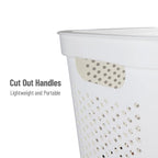 Mind Reader 60L Slim Laundry Hamper, Clothes Basket, Lid, Ventilated, Plastic, Set of 2, White