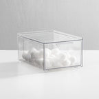 mDesign Plastic Bathroom Organizer Bin w/Pull Out Drawer - Slim Stackable Storage Container for Bathroom Accessories - Perfect for Organizing Bathroom Cabinet - Lumiere Collection - 4 Pack - Clear