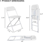 20 Pack Plastic White Folding Chairs with 350-LBS Capacity, Portable Indoor Outdoor Chairs, Foldable Commercial Seat with Steel Frame for Office, Party, Events, Wedding, Kitchen & Dinning