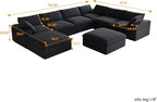 Cloud Couch Modular Sectional Sofa with Storage Ottomans,Oversized Down Filled 8 Seater Convertible Sectional Sofas, Black Wide Deep Seat Couch for Living Room,Covers Washable&Replaceable