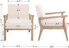 HNY Mid Century Armchair with Wood Frames, Linen Upholstered Living Room Arm Chair, for Living Room, Bedroom, Ivory